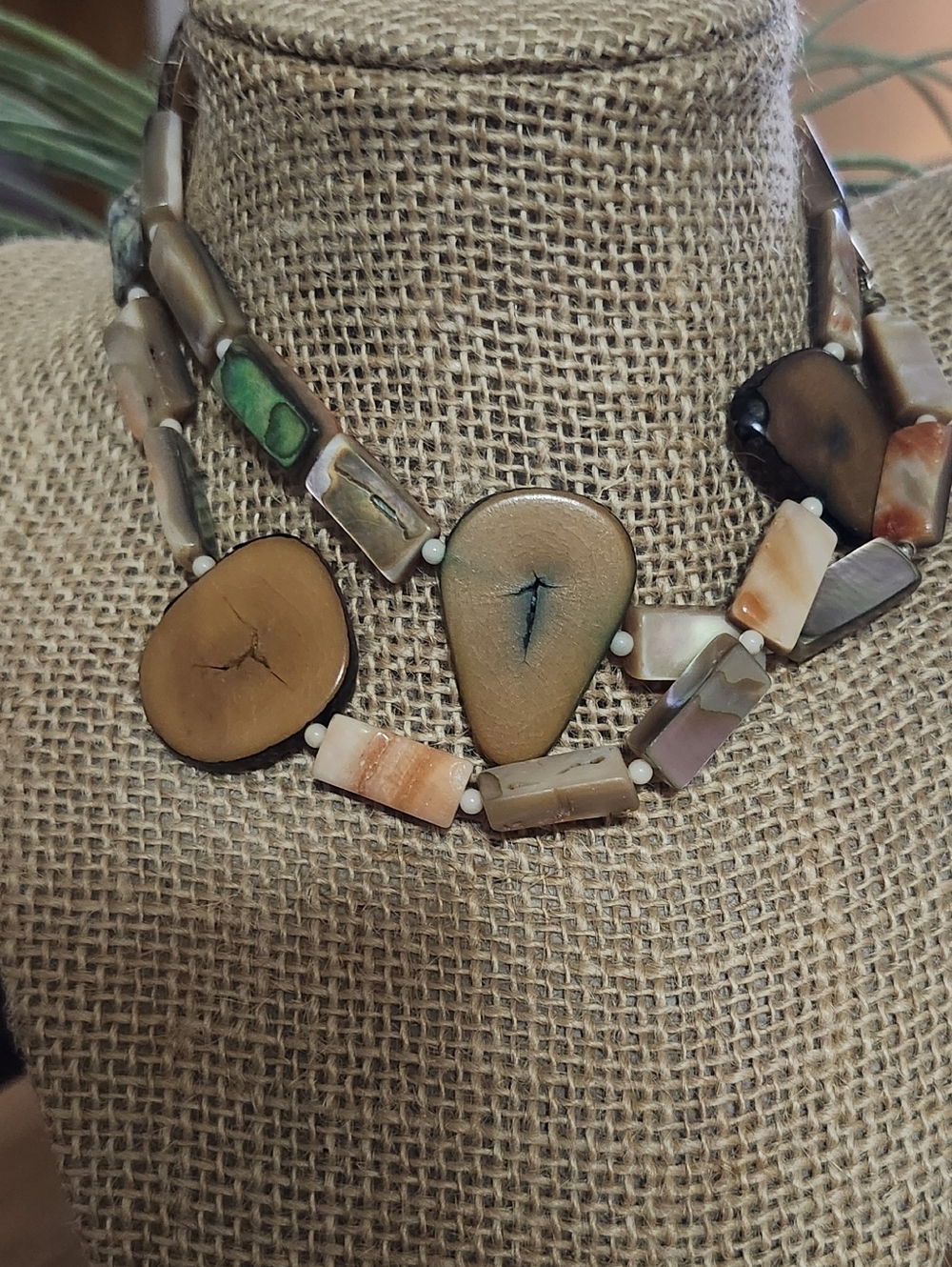 Handcrafted Multicolor Shell and Stone Necklace - Picture 3 of 3